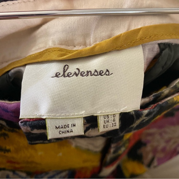 Anthropologie Elevenses Floral Print Cropped Cotton Pants Size 0 - Picture 7 of 8